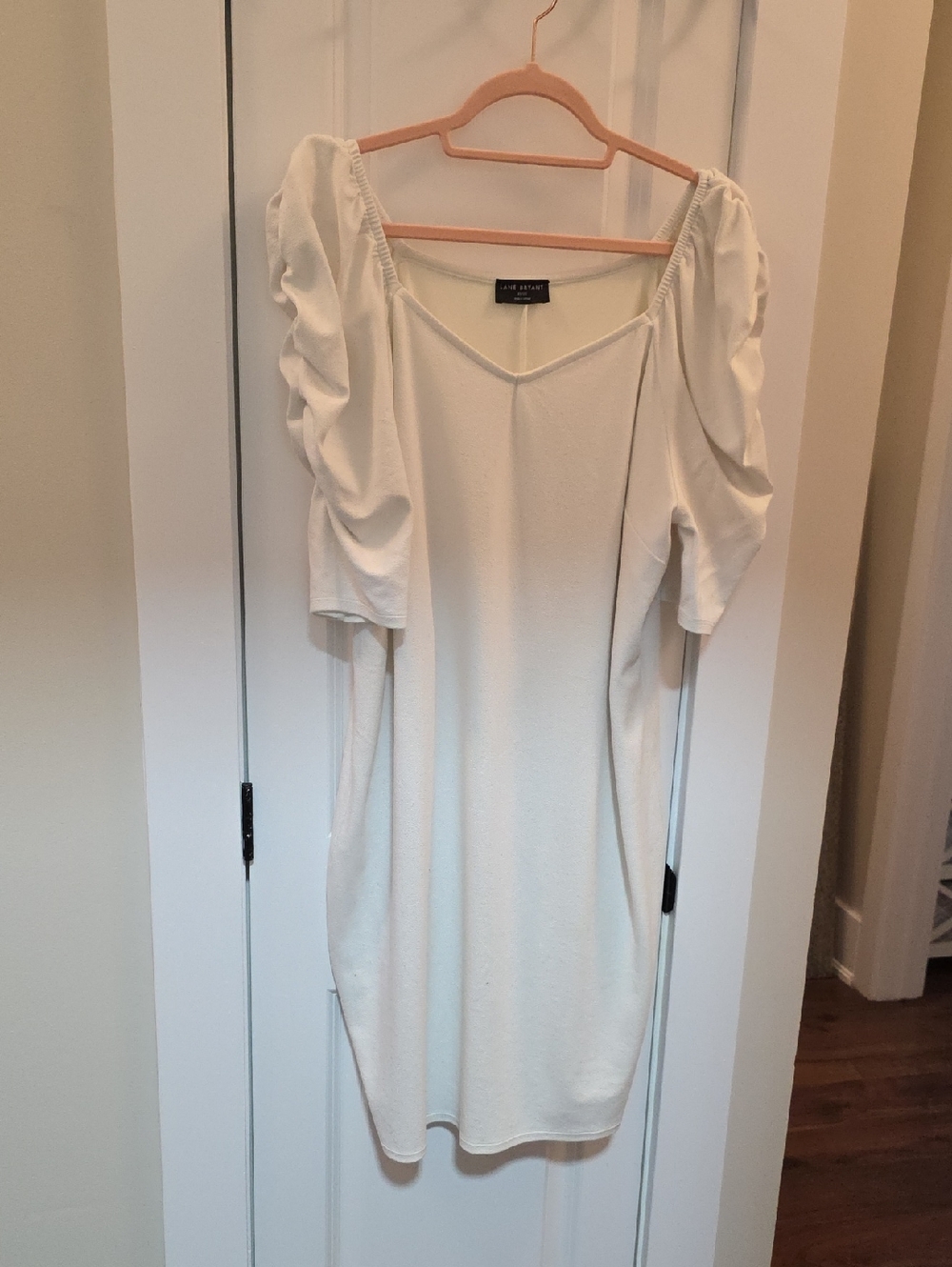 Lane Bryant Ivory Puff Sleeve Midi Dress